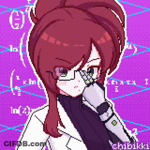 A Pixel Art Drawing Of A Girl With Glasses And A Microscope By Chibiikki GIF