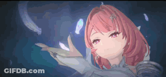 A Pixel Art Drawing Of A Girl With Pink Hair And Red Eyes GIF