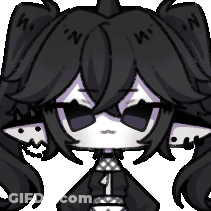 A Pixel Art Drawing Of A Girl With Purple Hair And Ears GIF