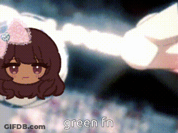 A Pixel Art Drawing Of A Girl With The Words Green Fn Written On The Bottom GIF