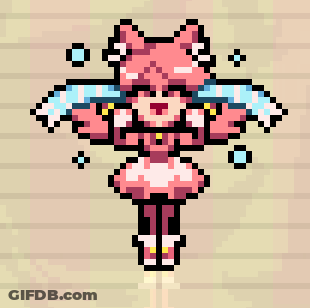 A Pixel Art Drawing Of A Girl With Wings GIF