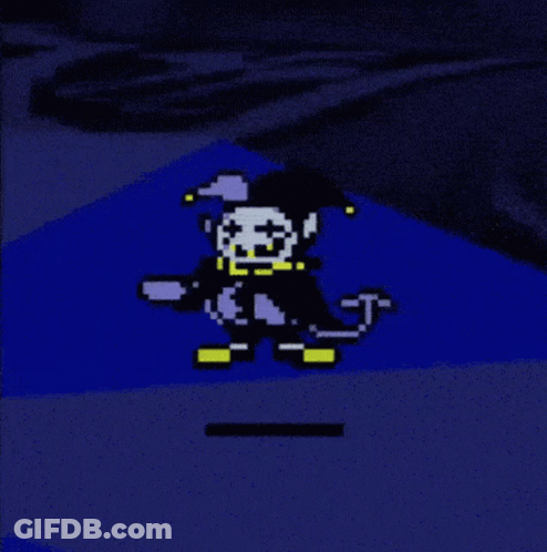 A Pixel Art Drawing Of A Jester With A Cat Tail GIF