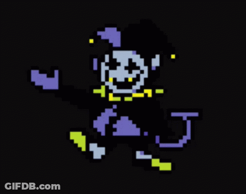 A Pixel Art Drawing Of A Jester With A Skull On His Face GIF
