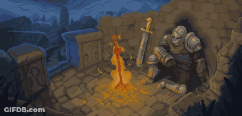 A Pixel Art Drawing Of A Knight Holding A Sword GIF