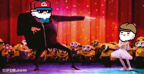 A Pixel Art Drawing Of A Man And A Girl Dancing On A Stage GIF