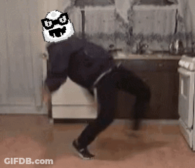 Pixel Art Man Dancing In Kitchen With Smiley Face GIF
