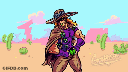 A Pixel Art Drawing Of A Man In A Cowboy Hat GIF