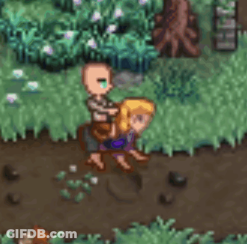 A Pixel Art Drawing Of A Man Riding A Woman On A Horse In A Video Game . GIF