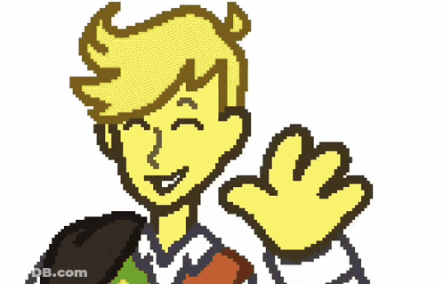 A Pixel Art Drawing Of A Man Waving GIF