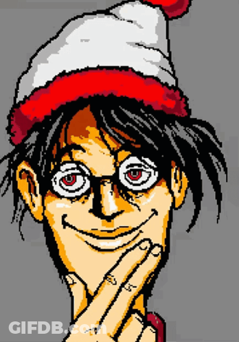 A Pixel Art Drawing Of A Man Wearing A Santa Hat And Glasses GIF