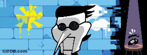 A Pixel Art Drawing Of A Man Wearing Sunglasses And A Long Nose GIF