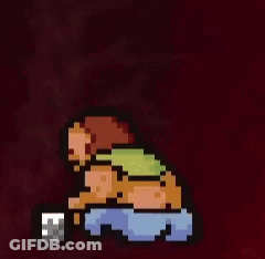 A Pixel Art Drawing Of A Man With A Hat On GIF
