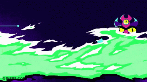 A Pixel Art Drawing Of A Monster Swimming In A Body Of Water GIF