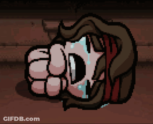 A Pixel Art Drawing Of A Person Crying With A Fist GIF