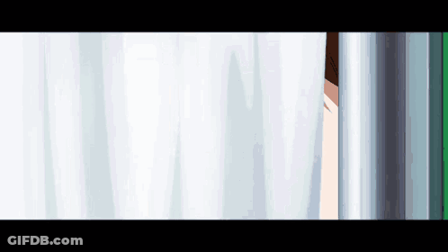 A Pixel Art Drawing Of A Person Peeking Through A White Curtain GIF