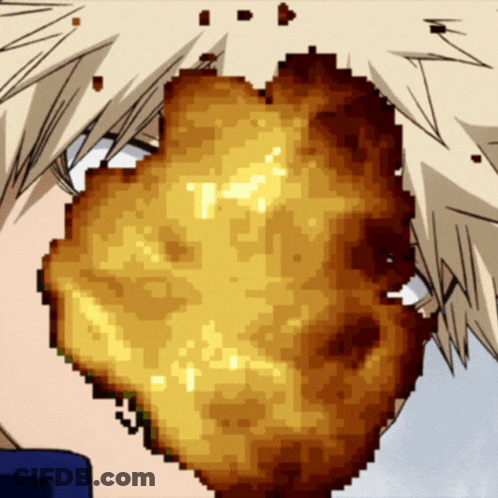 A Pixel Art Drawing Of A Person 'S Face With A Huge Explosion In The Background GIF