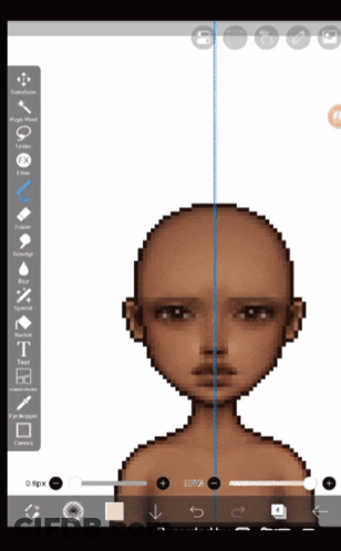 Pixel Art Person's Head With Blue Line GIF