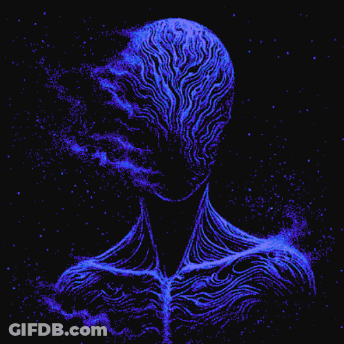 A Pixel Art Drawing Of A Person 'S Torso With Blue Lines GIF