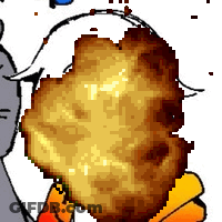 A Pixel Art Drawing Of A Person With A Huge Explosion Coming Out Of Their Mouth . GIF