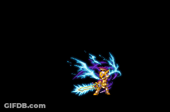 Pixel Art Person With Sword And Blue Light GIF