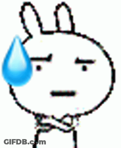 A Pixel Art Drawing Of A Rabbit With A Sweat Drop On His Forehead . GIF