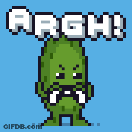 A Pixel Art Drawing Of A Red Object With The Words Argh On Top GIF