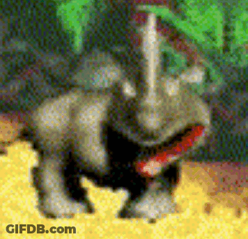 A Pixel Art Drawing Of A Rhinoceros With Its Mouth Open GIF
