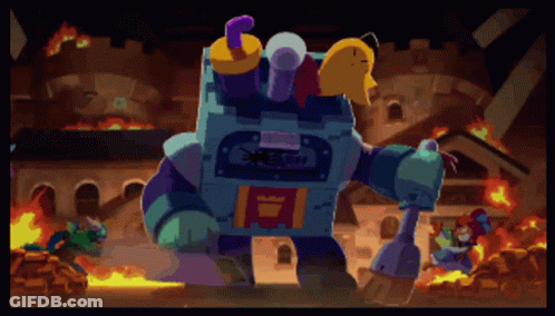 A Pixel Art Drawing Of A Robot With The Word Smash On It 'S Chest GIF