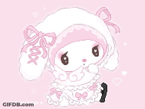 A Pixel Art Drawing Of A Sheep With A Bow On Its Hat GIF