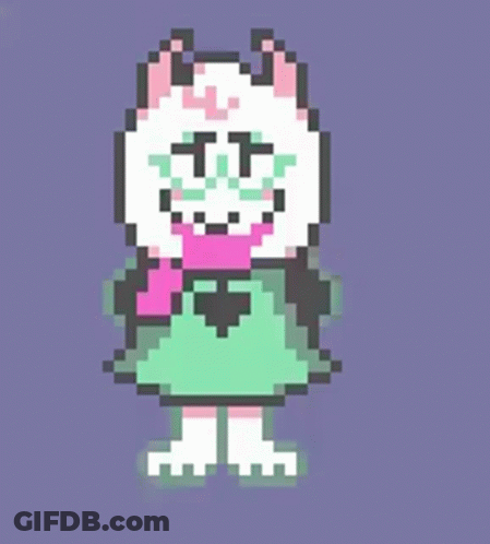 A Pixel Art Drawing Of A Sheep With Glasses And A Pink Scarf . GIF