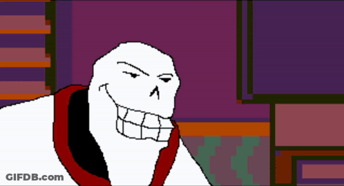 A Pixel Art Drawing Of A Skeleton Smiling GIF