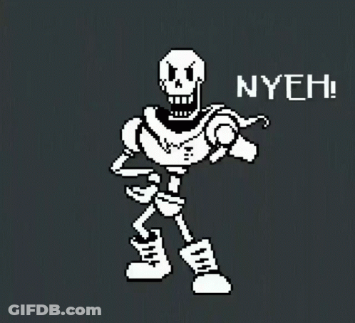 A Pixel Art Drawing Of A Skeleton With The Word Nyeh On The Bottom GIF