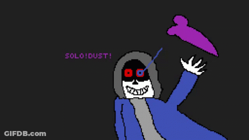 A Pixel Art Drawing Of A Skeleton With The Words Solo Dust Written On The Bottom GIF