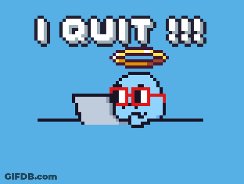 A Pixel Art Drawing Of A Squirrel With The Word Quit On It GIF