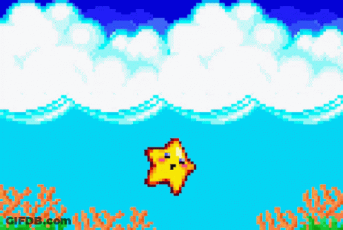 A Pixel Art Drawing Of A Star Floating In The Sky GIF