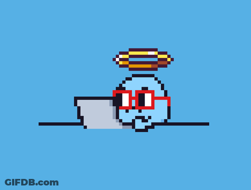 A Pixel Art Drawing Of A Whale Wearing Red Sunglasses And A Halo GIF