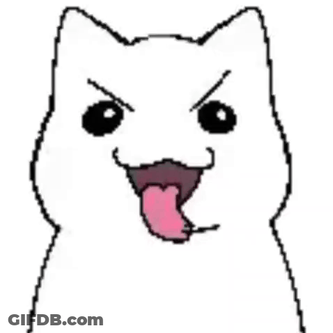 A Pixel Art Drawing Of A White Cat With Its Tongue Hanging Out . GIF