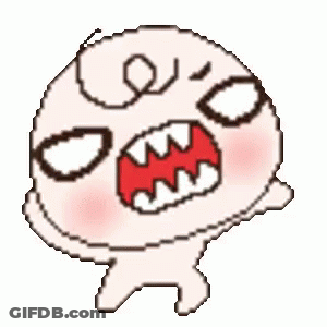 A Pixel Art Drawing Of An Angry Cartoon Character With Red Flames Coming Out Of Its Eyes . GIF