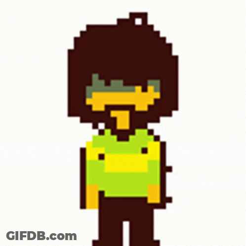 A Pixel Art Drawing Of Kris From Undertale . GIF