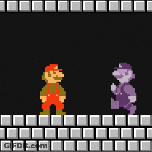 A Pixel Art Drawing Of Mario And Luigi Kissing GIF