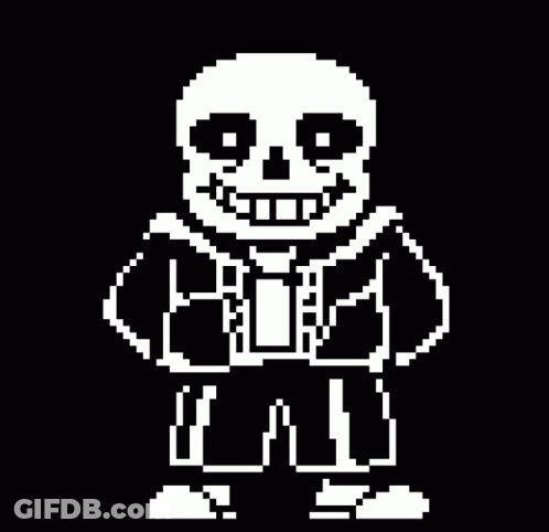 A Pixel Art Drawing Of Sans From Undertale . GIF