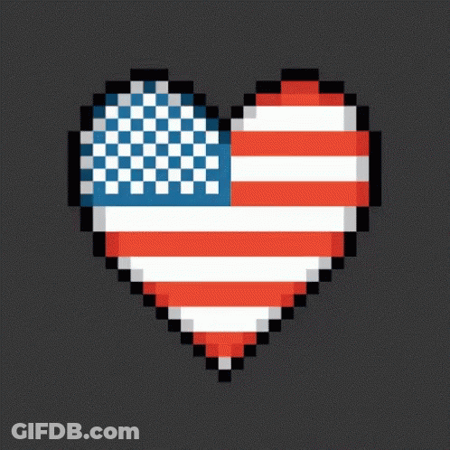 A Pixel Art Heart With The American Flag Inside Of It GIF