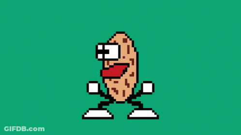 A Pixel Art Illustration Of A Cookie With Arms And Legs And A Smiling Face GIF