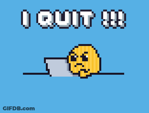 A Pixel Art Illustration Of A Duck With The Words Quit Written Above It GIF