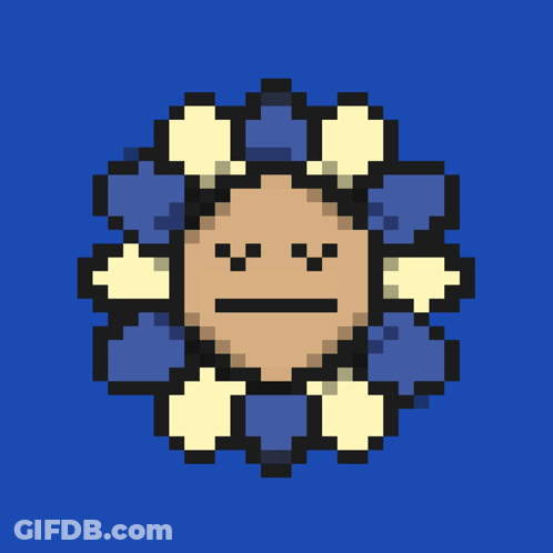 A Pixel Art Illustration Of A Flower With A Face On It GIF