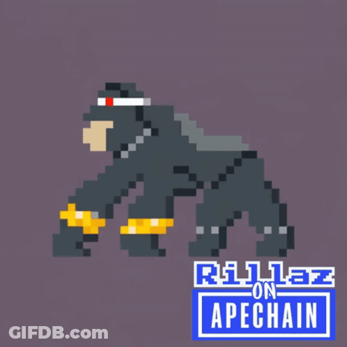 Pixel Art Gorilla With Hat And Yellow Armband GIF