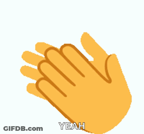 A Pixel Art Illustration Of A Hand Clapping With Yeah Written Below It GIF