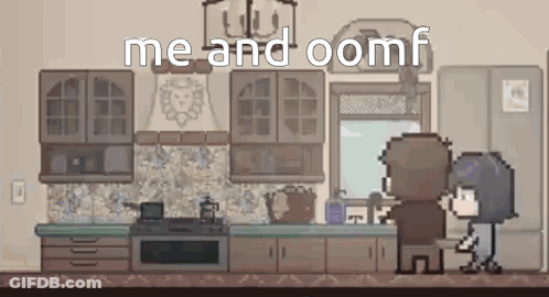 A Pixel Art Illustration Of A Kitchen With A Man And A Woman Standing In It . GIF