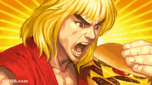A Pixel Art Illustration Of A Man Eating A Hamburger GIF