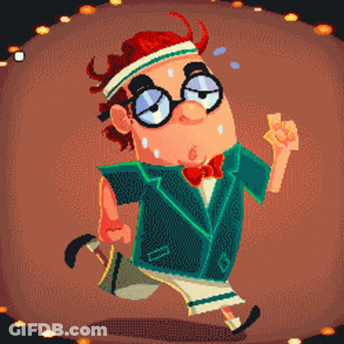 A Pixel Art Illustration Of A Man In A Suit Running GIF